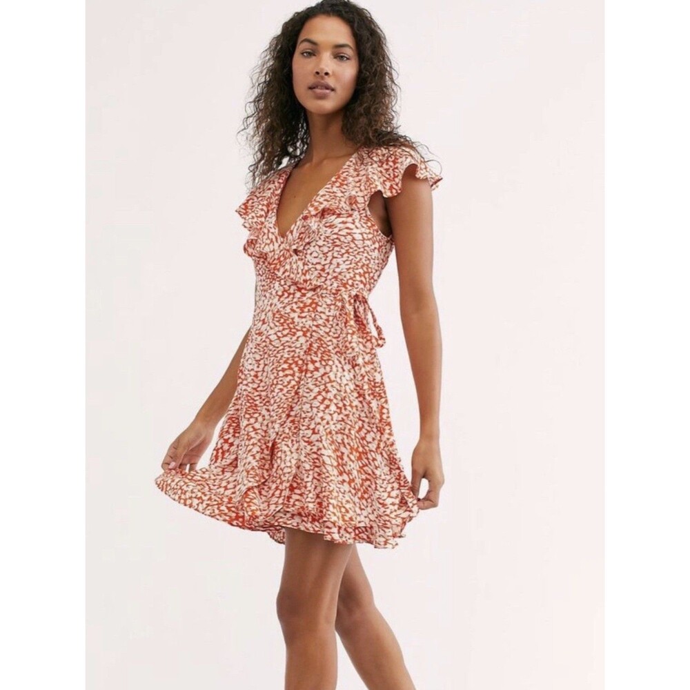 Free People French Quarter Wrap Mini Dress Size XS boho coastal
